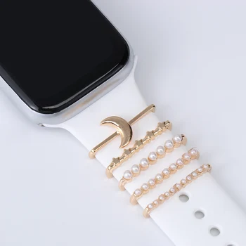 Металлическое декоративное кольцо для ремешка Apple Watch с бриллиантовым орнаментом, кольцо для смарт-часов, силиконовый ремешок, аксессуары для браслета iwatch