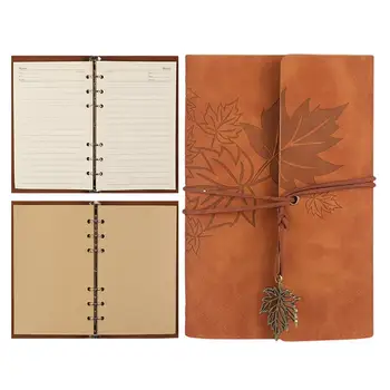 Блокнот для путешествий, превосходный блокнот для эскизов с принтом в виде кленового листа, с изысканным ремешком, широко применяемый дневник