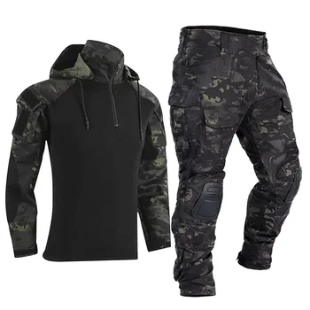 Комплект военной формы для мужчин, Армейские брюки CP США, Камуфляжный ветрозащитный мультикамерный черный костюм, боевая рубашка, тактические брюки-карго для охоты