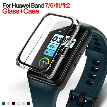 Стекло + Чехол для Huawei Watch Fit 2 ES, Полностью Закаленная Защитная Пленка для Экрана huawei Honor Band 7 6 Pro, Аксессуары для Смарт-часов
