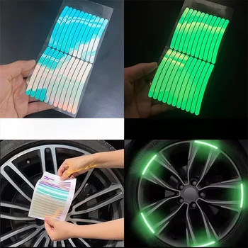 Светоотражающая Красочная Лазерная светящаяся наклейка для защиты шин от столкновений на ступице колеса автомобиля, Персонализированная наклейка для электромобиля на мотоцикле