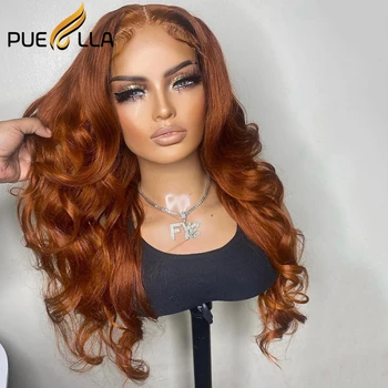 Имбирно-оранжевый парик из человеческих волос 13х4 на кружеве без клея с волнистой застежкой 360 фронтальных париков для женщин, предварительно выщипанных