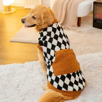 Одежда для собак контрастных цветов, мягкая теплая одежда для собак в клетку, стильный дизайн с двумя штанинами, удобный для маленьких