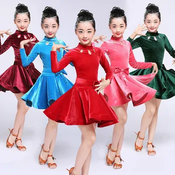 2018 бархатная детская юбка для самбы, ча-ча-ча, танго, стандартная юбка для сальсы, латиноамериканские платья для девочек, платье для бальных танцев, румба, самба