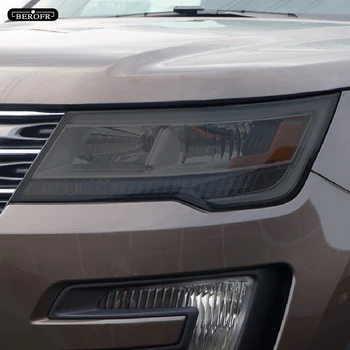 2шт Защитная пленка для автомобильных фар, Дымчато-черная прозрачная наклейка переднего света из ТПУ для Ford Explorer 2016 2017 Аксессуары