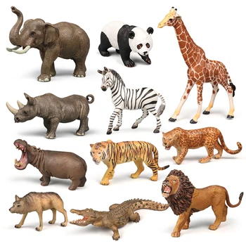 Высококачественная имитация диких животных, Модель Льва, Тигра, Жирафа, Слона, Фигурки из цельного ПВХ, Игрушки для детей в подарок