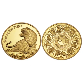 Китайская Традиционная культура Монеты с Зодиакальным животным Тачи Год Тигра Золотые Серебряные Памятные монеты