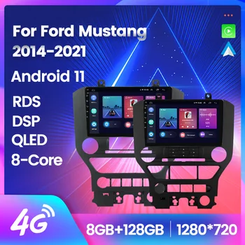 Android 11 Auto Автомагнитола для Ford Mustang 6 VI S550 2014-2021 Сенсорный Экран QLED Стерео GPS Навигация DSP 8-Ядерный BT Без Dvd