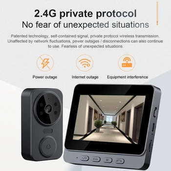 Дверной глазок Камера 2.4 G WiFi Автоматическое распознавание Цифровой дверной просмотрщик 4.3-дюймовый IPS-экран Смарт-камера видеодомофона Двусторонний домофон