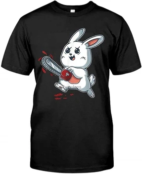 Злой кролик Каваи, милый пасхальный кролик с бензопилой, футболка на Хэллоуин, подарочная футболка с рисунком для женщин и мужчин
