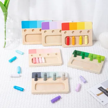 Деревянная игрушка Монтессори Система обучения цветоощущению Деревянная доска-вкладыш 24-цветная детская познавательная игрушка-головоломка