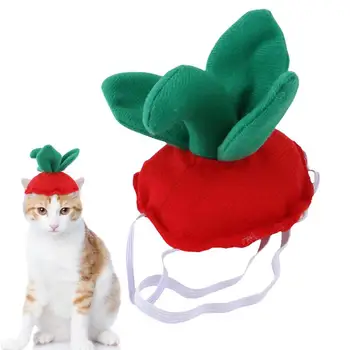 Клубничная шляпа для кошки, Собачья шляпа на Хэллоуин, удобная Милая С регулируемым ремешком, Собачья шляпа на Хэллоуин, милая шляпа на Хэллоуин для собаки