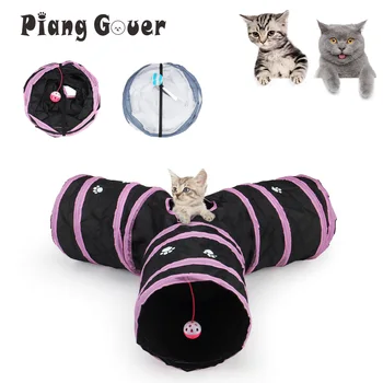3 Отверстия Складной Забавный туннель для домашних животных Игрушка для кошек Play Training Toys Tor Cat Rabbit Pink Play Tunnel Tube