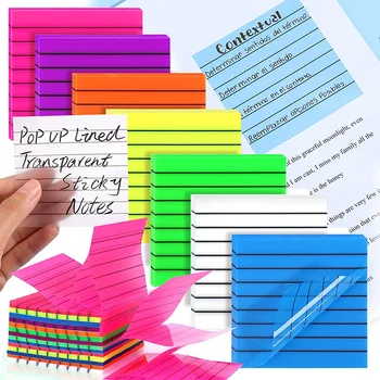 50 листов флуоресцентных цветных стикеров с прозрачной подкладкой Posted It Sticky Note Memo Pad Водонепроницаемые блокноты Канцелярские принадлежности