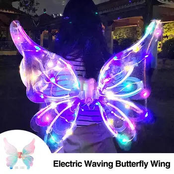 Светящееся Крыло Эльфа, бабочка, светящийся Электрический Костюм Ангела, крыло бабочки с изменяющими цвет огнями и музыкой