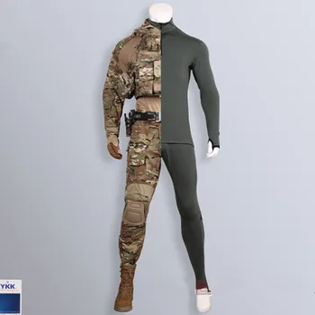 2023NEW Мужской 100% боевой Тактический комплект теплого нижнего белья с подогревом, дышащие костюмы для страйкбола, армейские утяжелители, комплект брюк