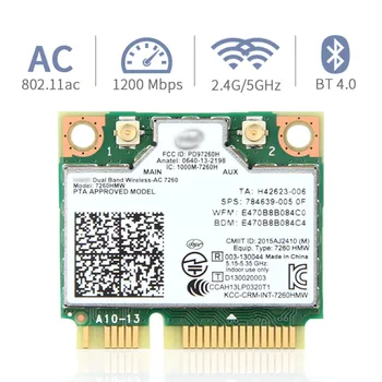 Двухдиапазонная Wifi-карта Intel 7260 AC 7260HMW Mini PCI-E 2,4 G/ 5 ГГц Wlan Беспроводной Bluetooth 4,0 802.11ac / a / b/ g / n