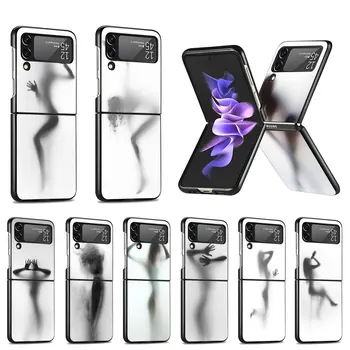 Женские Силуэты Чехол для Samsung Galaxy Z Flip 3 4 5G Flip4 Flip3 Черный Жесткий Чехол для Мобильного Телефона Zflip3 Zflip4