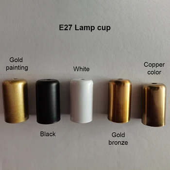 Dia38xH60mm E27 Держатель лампы чашка лампы белый /черный /золотой /золотисто-бронзовый /медный ретро железный стакан лампы оптовые продажи осветительных аксессуаров