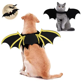 Сундук для домашних животных на Хэллоуин, костюмы для собак на спине, забавные костюмы с изображением крыла летучей мыши с рисунком кошки, костюмы для собак на Хэллоуин на груди и спине