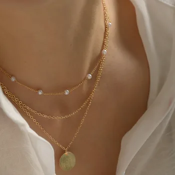 Винтажное многослойное ожерелье с шармом Женские украшения Многослойные Аксессуары для одежды для девочек Эстетические подарки Модный кулон