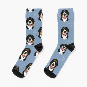 Синие носки с рисунком бернской горной собаки, роскошные носки, идеи подарков на день Святого Валентина, мужские носки, женские